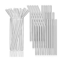 Weysat 200팩 재사용 가능한 유리 빨대 투명 음료 20 3cm x 8mm 주스 스무디 칵테일 밀크셰이크용 스트레이트 100개 및 세트 깨짐 방지