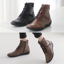올팜 여성 수제화 천연소가죽 레이스업 워커 앵클 미들부츠 3.5cm 국내제작