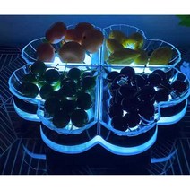 아크릴 LED 조명 안주 그릇 클럽 바 빛나는 과일 접시, 6단 화이트