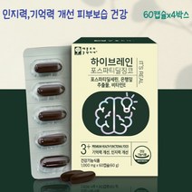 하이브레인 포스파티딜징코 60캡슐 1박스~4박스 포스파티딜세린 뇌건강 인지력 인식능력 피부보습 피부건강 기억력 개선 혈행건강, 60캡슐x4박스 4개월분(할인가)