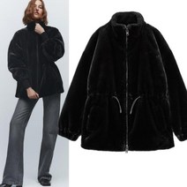 ZARA 루즈핏 무스탕 허리끈 후리스 에코 퍼 하이넥 자켓
