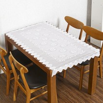 썸띵 사각 133cm 사방 플라워 빈티지 라인 레이스 식탁보 식탁 매트 테이블 커버 테이블보, 1세트, 1개