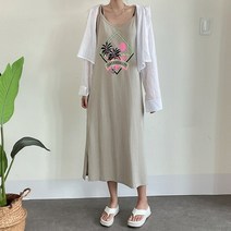 아담블링 / [꾸안꾸룩] 바캉스 야자수 뒷밴딩 나시 롱 원피스