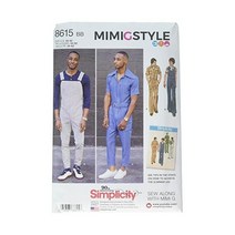 Simplicity Mimi G Style의 US8615BB 남성용 오버롤 및 점프수트 바느질 패턴 사이즈 44 52 미국직송