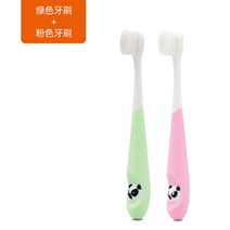 어린이 부드러운 머리 고급 헤어 칫솔 치아 교환 기간 2-10 세 아기 잇몸 케어 아기 칫솔 2 팩, 두 조각 핑크와 그린