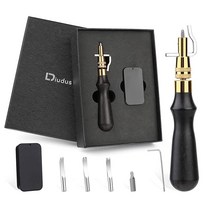 DIUDUS 7 in 1 휴대용 조절 가능한 스티치 그루버 가죽 스카이빙 도구 조각 키트 공예 키트 커팅 엣지 목재 및 스틸 핸드 툴