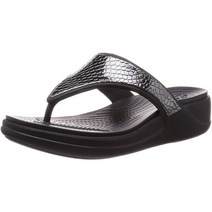 [크롯크스]샌들 몬터레이 메탈릭 웨지 플립 이멘 Dark Charcoal/Black 22 cm