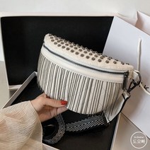 도오빠 여성 슬링백 힙색 허리 프린지 찡 크로스 메신저 가죽 반달 여행용 여자슬링백
