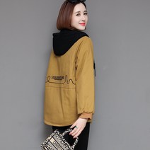 패딩 여 가을 겨울 아우터 집업 후드 패치워크 패딩 나이 감소 패딩 파이 극복