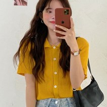 퐁순싸롱 봄 여름 골지 파스텔 카라 반팔 니트 가디건 SY