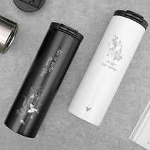 맞춤 주문제작 인물사진 드로잉 일러스트 디자인 슬림아트텀블러 (각인비+드로잉비 포함), 슬림아트_화이트, 폰트6, 하트뿜뿜배경