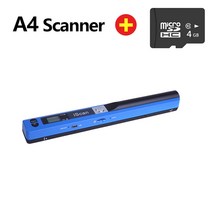 북스캐너 셀프북스캔 북스캐너 IScan-휴대용 A4 문서 스캐너 책 사무실 핸드헬드 모바일 JPG/PDF 900DPI, 08 Blue 4G SD Card