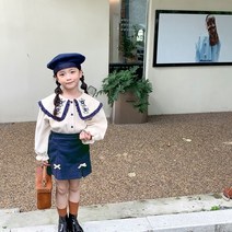 바로배송 여아스쿨룩 라라랜드 라펠셔츠 스커트 투피스 입학식코디 하객룩 결혼식패션 자매커플