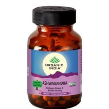 ORGANIC INDIA Ashwagandha 60 Capsules Bottle 60N Ashwagandha Ayurvedic Capsules Relieves Stress, 1개