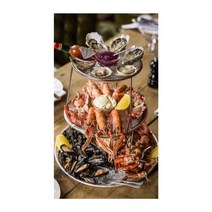 3단 해산물 접시 조개구이 식당 다층 일식집 그릇, 2층타워 26+30cm+브래킷디스크