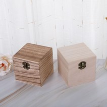 정사각형 나무 상자 오동나무 원목 다목적 수납 선물 악세서리 정리 미술 학원 만들기 재료, 번트