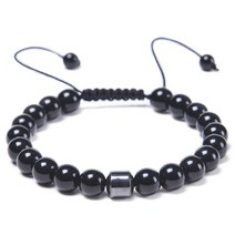 블러드스톤 비즈 목걸이 원석 패션 자연 치유 파워 보석 팔찌 크리스탈 비즈 Uni 조정 가능한 꼰 8MM 크기