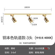 led 스포트라이트 핀조명 풀동 명장사등 골드 조절각도 가정용 거실 레일 백그라운드 벽통 가벼운 LED 레일램프, 08 3두동본색/金궤도형1m 길이(중성광9기와)