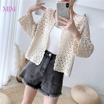 여자 손뜨개 7부 레이스 가디건 아우터 여름 가을 니트