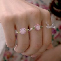DIY 키트 정원 반지 만들기 동영상 초보용 비즈공예 여름 취미 꽃반지, 분홍