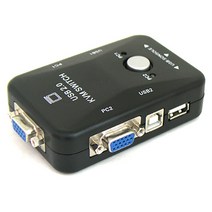 Coms KVM USB 스위치 2대1 PC2대 키보드 마우스 제어 U2476, 1개, 블랙