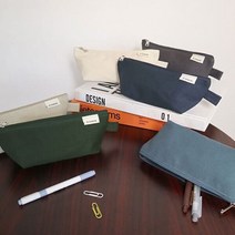 오첵 캔버스 삼각 펜케이스 펜파우치 펜슬 케이스 필통, 네이비