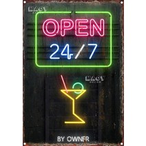 네온사인 무드등 간판 네온조명 led 카페 펍 술집 빈티지 네온 효과 바 오픈 메탈 벽, 10x20cm-3.9-7.9인치, 5-금속 주석