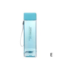 신기한물병 특이한 귀여운 사각형 차 우유 과일 물 컵 480ml 투명 병 스타일 스포츠 로프 내열 음료 Kor, E