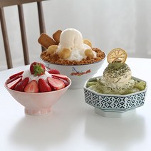 룰루홈 팥빙수 아이스크림 그릇 빙수 볼 요거트 샐러드 시리얼 화채, 20 팔각 낮은, 1개