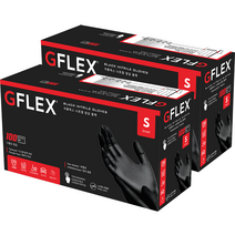지플렉스 두꺼운 니트릴장갑 블랙 100매입, 소(S), 2개