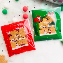 크리스마스봉투 100장 산타 크리스마스 선물 답례품 어린이집 배달 쿠키 카페 마카롱포장지 단체선물, 빨강산타