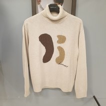 [바쏘옴므] 22FW 남성겨울 아이보리 프린팅 울 터틀넥 목폴라 하찌니트 SW4WN01 NC울산뉴코아