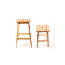 모노먼트 조립식 고무나무 사각스툴 원목 현관벤치의자 통나무의자 의자, 중형