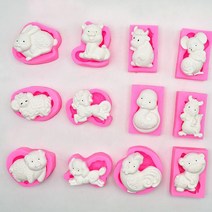 아이스바 몰드 십이지 DIY 스타일링 디퓨저 수제비누 뒤집기 케이크 장식 실리콘 소액 대리발, 핑크..., 쥐몰드