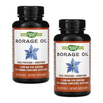 (2PACK)네이처스 웨이 보리지오일 감마리놀렌산 달마지유 보라지오일 1300 ㎎ 60 소프트 젤, 2PACK, One Size