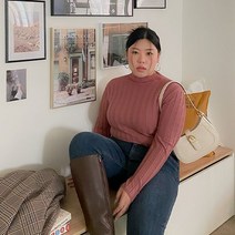 제이스타일 네라뮤 골지 반폴라 니트