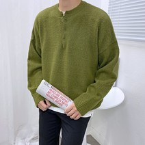 애드매이브 남자 겨울 부드러운 스판 단작 헨리넥 오버핏 니트 6컬러