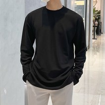 제타22 무지 오버핏 리버플 스판 라운드 트임 긴팔 티셔츠 [1125]