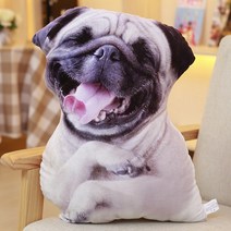 웃긴 독특한 선물 강아지있는 줄 알았어 실사 쿠션 인형 장식, 방긋 웃는 불독_45cm (분리 및 세탁 가능)