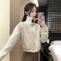 하이넥 버클 밴딩 레더 자켓 AG115923J