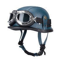 독일군 반모 오토바이헬멧 바이크 할리 스쿠터 빅사이즈 클래식 남성 여성 할리 CP895, 할리 거울이 있는 파란색