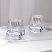 1 1 오로라 홀로그램 투명 육각 샤인 글라스 컵