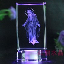 성모 마리아 성심 동상 가톨릭 십자가 기독교 가정 훈장-10140, 03. 충전식 크리스탈 + 크리스탈