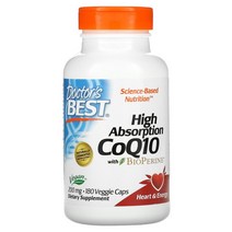 닥터스베스트 BioPerine 고흡수성 코큐텐 코엔자임큐텐 효능 CoQ10 200mg 180식물성캡슐, 200 mg, 60 개