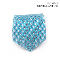 젠틀안트 블루강아지하트패턴수동 명품 실크넥타이(넥타이폭8.5cm)CT-402