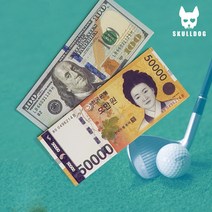 스컬독 골프내기지갑 지폐 디자인 내기 반지갑 골프기념품 돈봉투, 골프지갑_백달러권