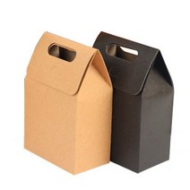 크라프트 핸들형 접이식 포장용 기프트박스 떡 수제카페 제작 화과자 수제청, 대 - 브라운