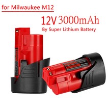 밀워키 M12 XC 무선 공구용 12V 3.0Ah 3000mAh 배터리 3000mAh 12v 배터리 48-11-2401 MIL-12A-LI, 1개