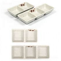 N3 - 멜라민 2칸 3칸 나눔접시 한정식 마늘 쌈장 초장 간장 양념 소스 종지 그릇 길이 13.8cm 20cm