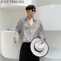 JUST FEEL!NG 캐주얼 프린트 남성셔츠점퍼 남용공용 티셔츠 긴팔 봄여름 와이셔츠